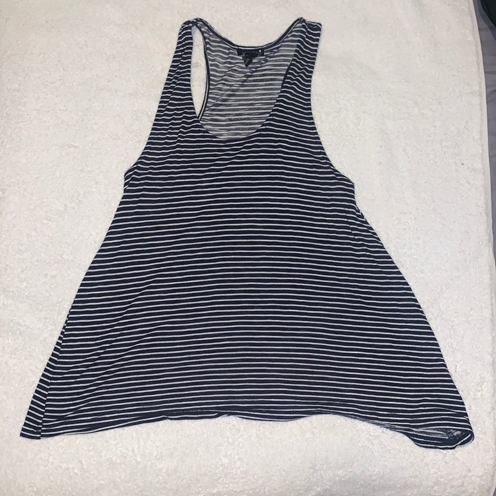 Navy blue and white flowy tank